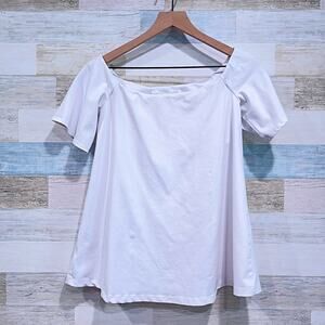 Susana Monaco Off The Shoulder Swing Fit Blouse White Ponte Knit Womens XS